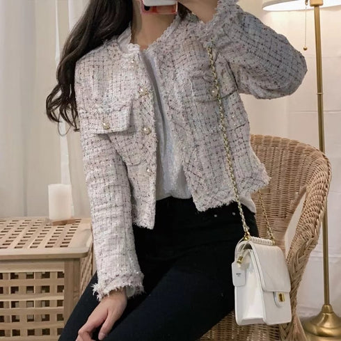 HELLO Single Breasted Tweed Jacket